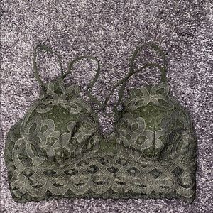 Army green lace bralette